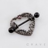 METALLIC HEART-SHAPED FRAMEWORK 316L SURGICAL STEEL NIPPLE RING